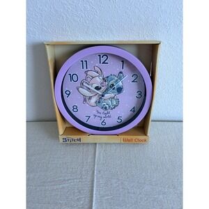 Disney Lilo & Stitch Angel Wall Clock Purple You Light Up My World 10 Inch NEW